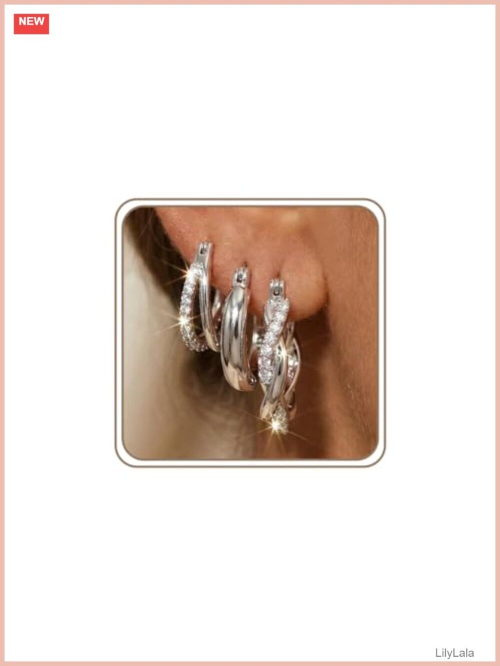 Sterling Silver Huggie Hoop Earrings Set Hypoallergenic 3 Pairs